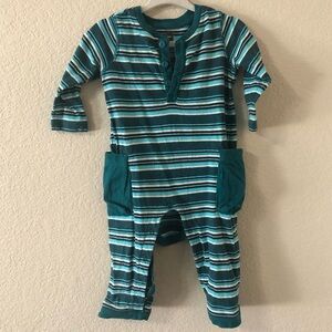 Tea Striped Cotton Snap Romper in Teal One Piece - 6-9 Months
